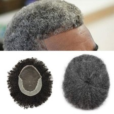 French Lace Afro Toupee for Black Men Brazilian Human Hairpiece Curly Wave Units