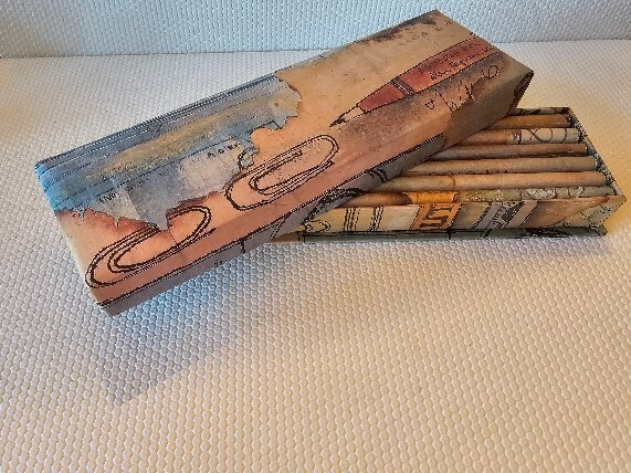 Pier 1 Imports Decorative Designer Boxed Wrapped Pencils 7" Set of 12 "Unita"