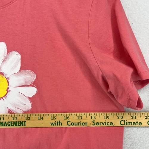 LIFE IS GOOD Shirt Womens L Painted Daisy Flower Short Sleeve Cotton Pink - Picture 9 of 11