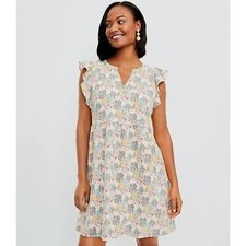 NWT Womens Size Smal Ann Taylor Loft Tropical Print Paradise Ruffle Button Dress