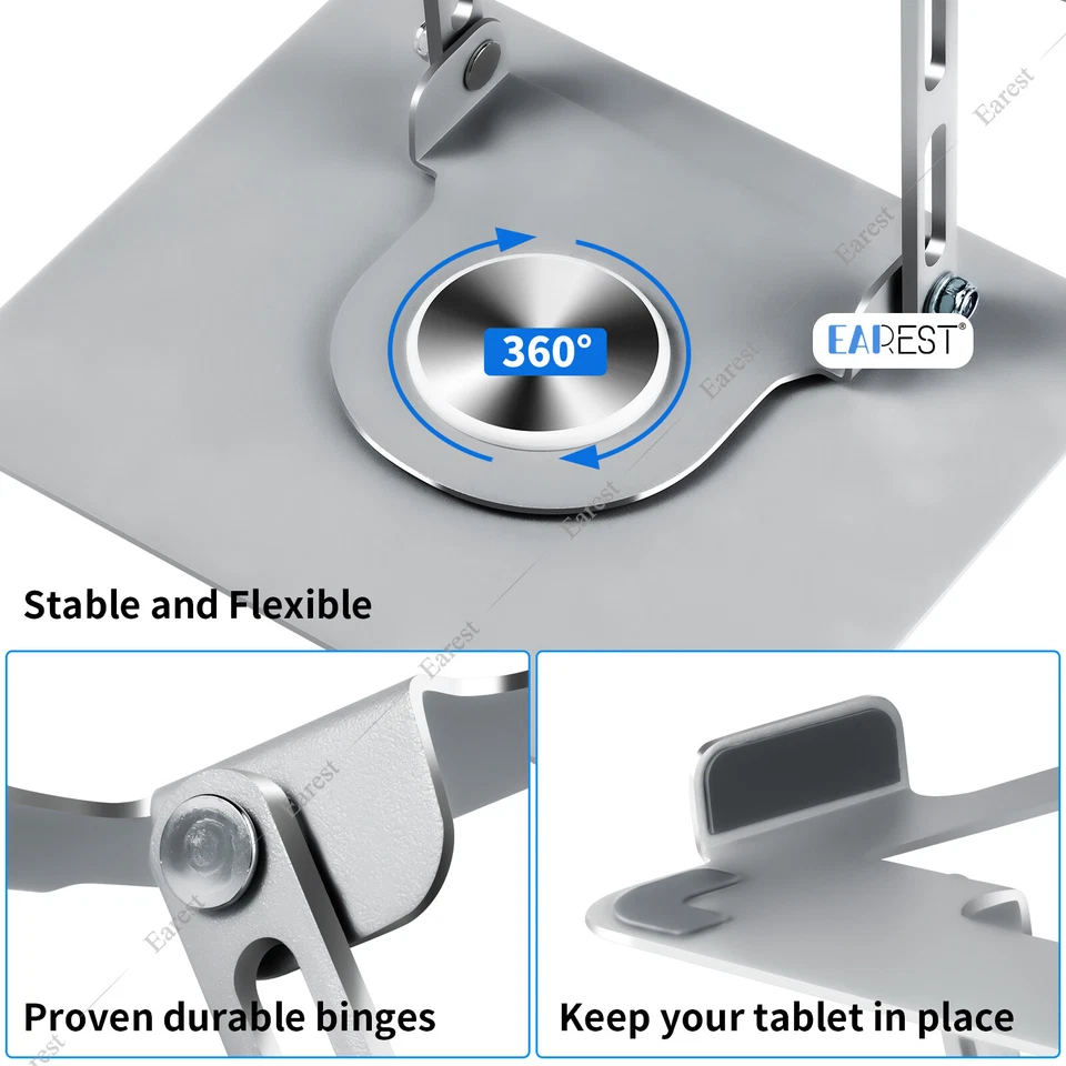 360° Rotating Adjutable Metal Laptop Stand Riser Computer Holder Notebook Desk - Image 3 of 4