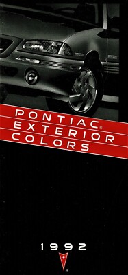 1992 Pontiac Firebird Grand Am Bonneville Factory Colors Brochure