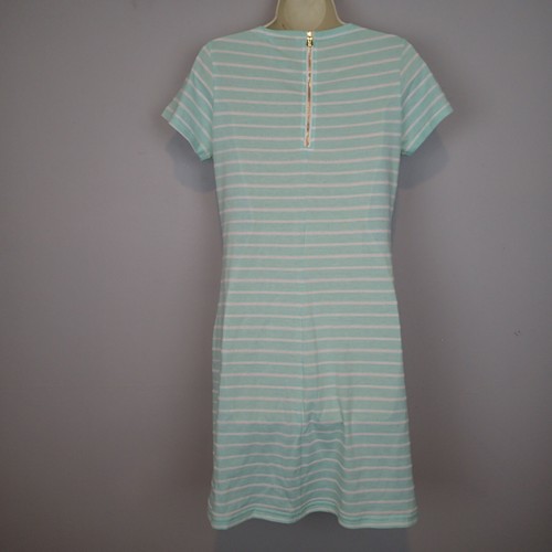 STS Sail to Sable Women's Green/White Short Sleeve Striped Stretch Dress sz m  - Picture 3 of 11