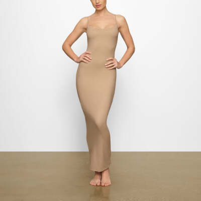 SKIMS Fits Everybody Long Lace Corded Slip Maxi Dress Clay size 4X | eBay