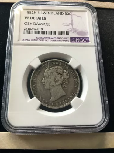 1882H  NGC, Newfoundland Fifty Cent, **VF-Details ; Obv. Damage (Mark)**#010