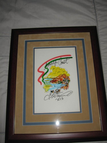 CHARLES FAZZINO Amalfi Coast ITALY Hand Pop Art ONE OF KIND RARE 17x21 FRAMED - Picture 2 of 11