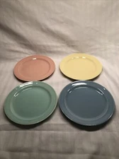 4 Vintage Multi Colored LU-RAY Pastels 6 1/4” Bread Plate Set Of 4 TS&T    B