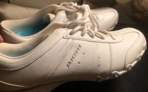 skechers white diamante trainers