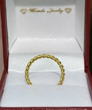 24K Solid Gold 2mm Stackable Twist Rope- Wedding Band Ring. 2.15Grams. Sz 6.5