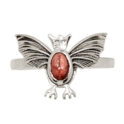 Bat - Natural Garnet - Madagascar 925 Silver Ring Jewelry s.9 ALLR-31873