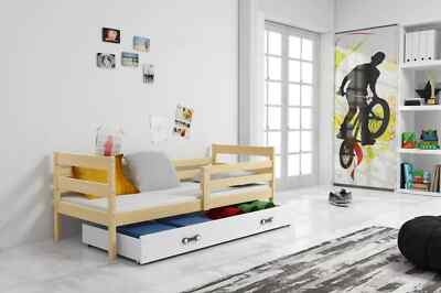 Kinderbett mit Matratze Jugendbett 90x200 Eric Schublade Kiefer Einzelbett 20