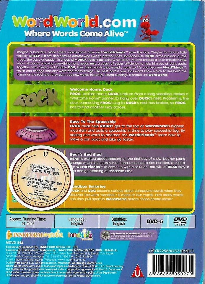 Wordworld Where Words Come Alive DVD Welcome Home Duck Race To The Spaceship - Image 2 of 4