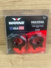 Warne Maxima Horizontal 30mm Fixed Steel Scope Rings, Low,  Black - 513M