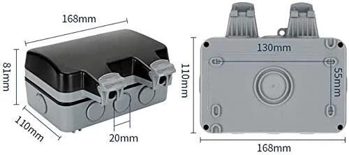 1x 2 Gang UK Mains Switched Outdoor Sealed Weatherproof Socket, IP66, 13A, 250V - Picture 3 of 10