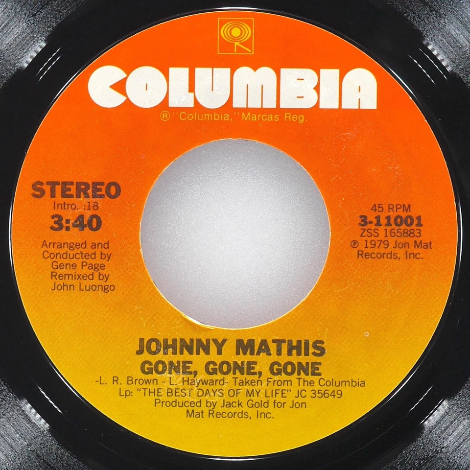 JOHNNY MATHIS Begin The Beguine / Gone, Gone, Gone COLUMBIA 3-11001 NM 45 7" - Image 3 of 4