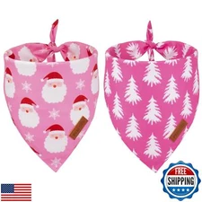 PTDECOR Christmas Dog Bandana, Reversible Holiday Xmas Pet Scarf, Multi Size,