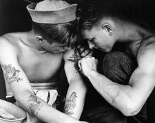 US Sailor tattooing friend USS New Jersery 8"x 10" World War II WW2 Photo 591