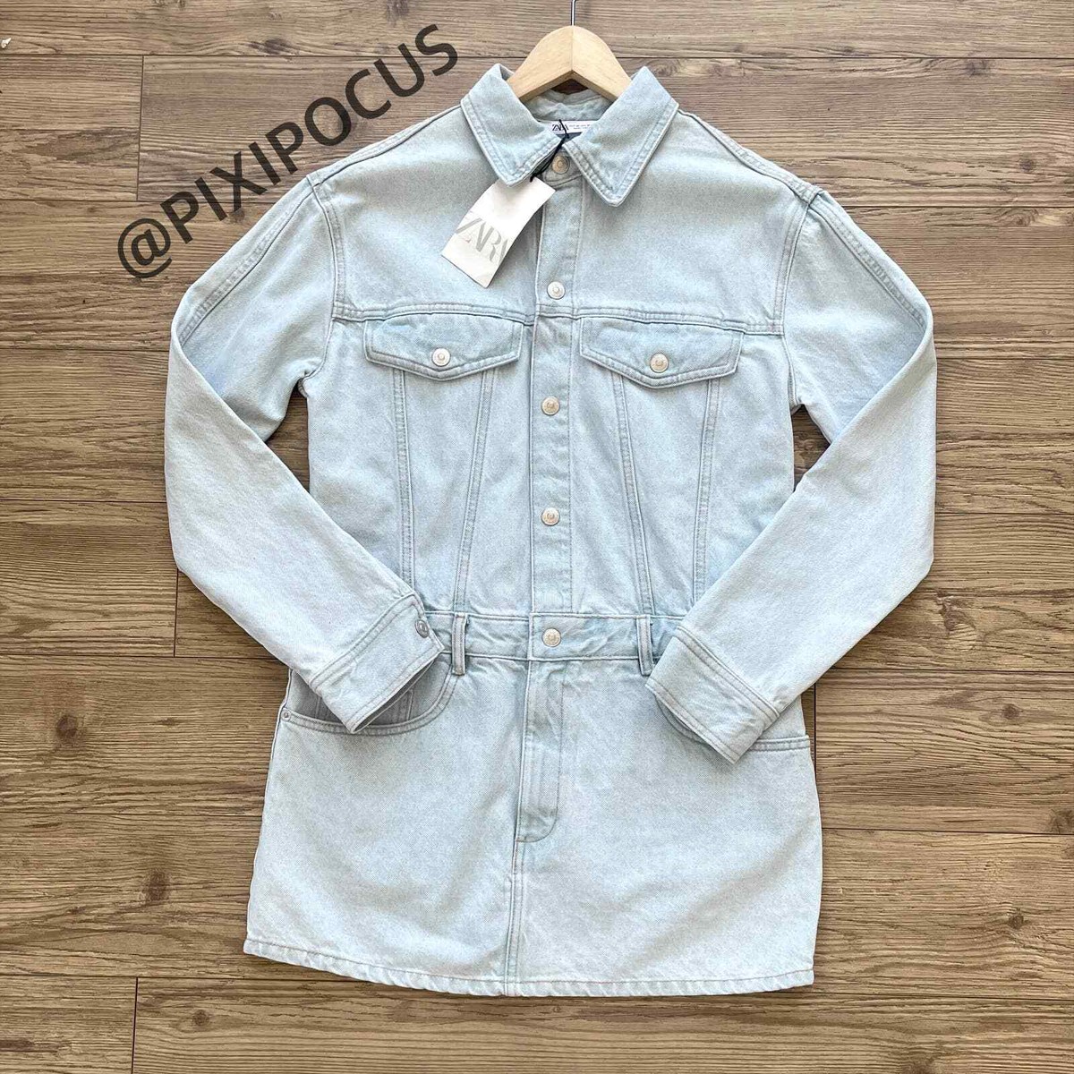 ZARA NEW DENIM SHIRT DRESS 100% COTTON LIGHT BLUE WASH - S,M,L | eBay