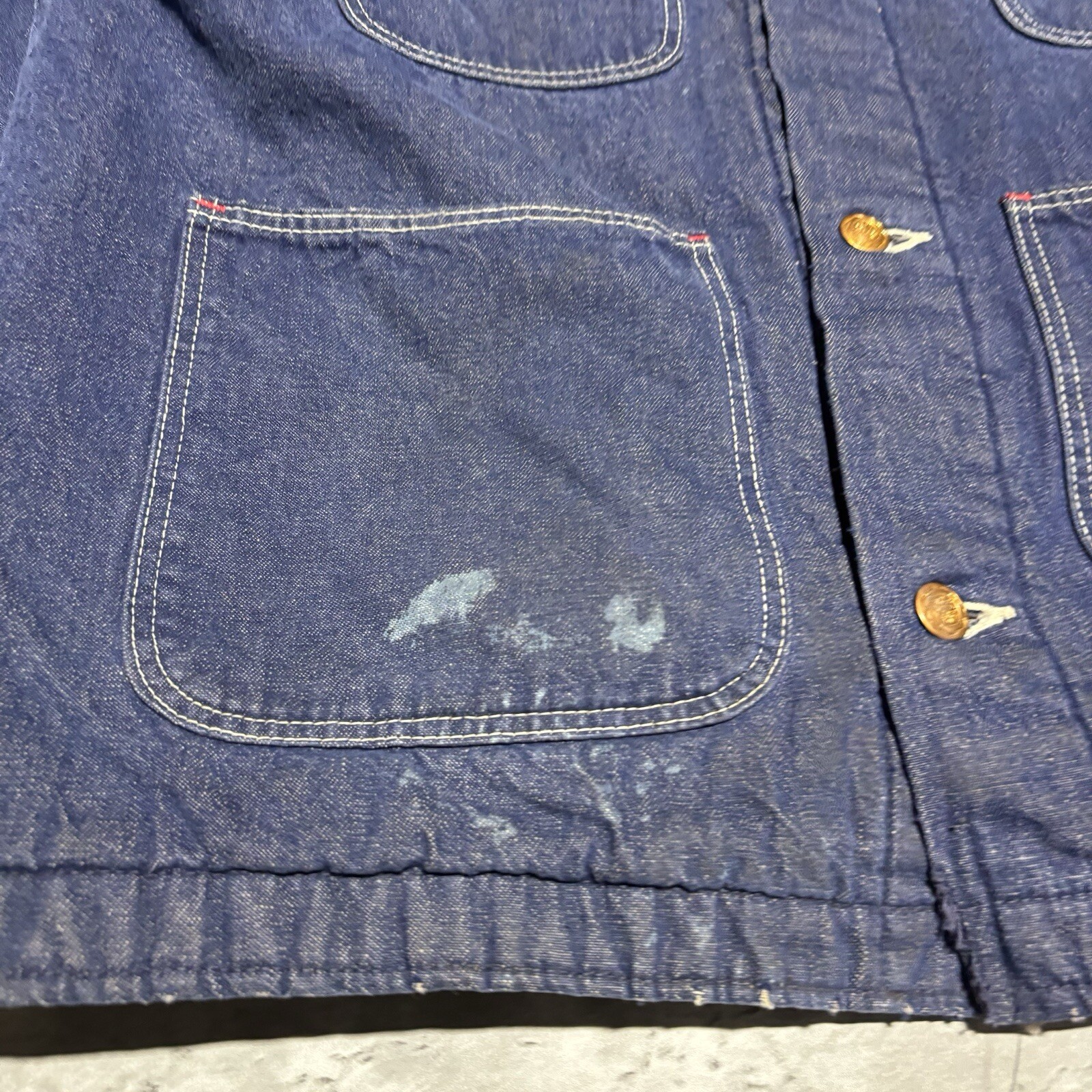 Vintage Wrangler Chore Jacket Men's 42 Blue Denim Blue Bell Blanket Lined USA*