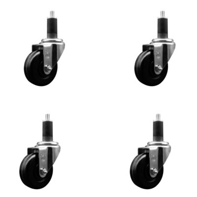 3-1/2 Inch Phenolic Wheel Swivel 1-1/4 Inch Expanding Stem Caster Set SCC