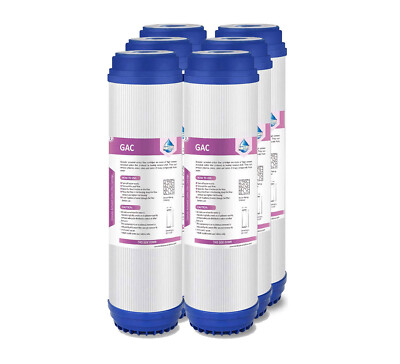 6 Pack 10''x2.5'' 5 Micron Granular Activated Carbon GAC Water Filter Whole House