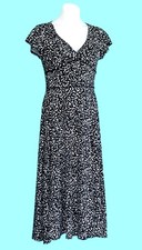 NWOT Positive Attitude Black & White Leaf Print Stretch Knit Dress - 10P Petite