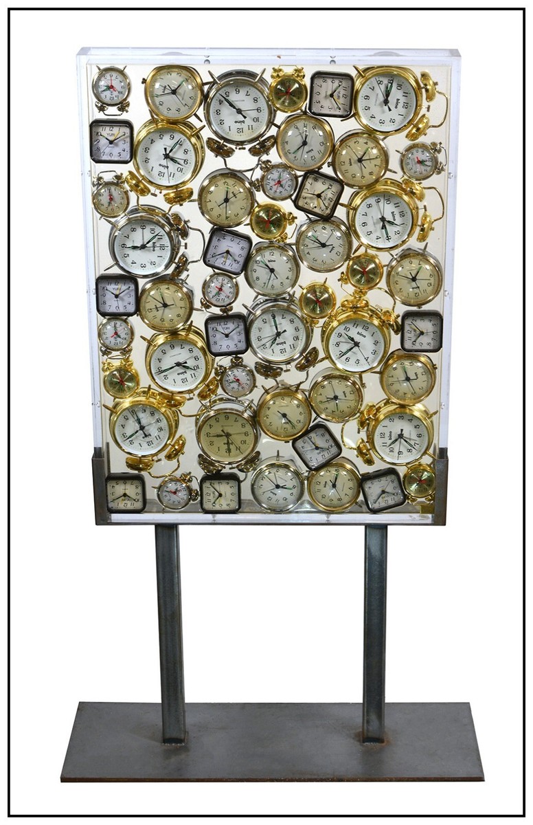 ARMAN Pierre Fernandez SCULPTURE Accumulation De Reveils Clocks