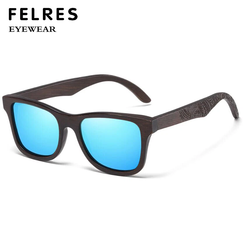 Bambus Holz Polarisiert Quadratisch Sonnenbrille Männer Frau Retro Brillen Neu