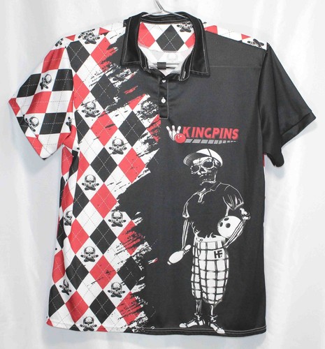 Kingpins Skeleton Skull Button Front Print Bowling Shirt Mens Size 3XL