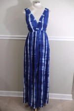 NIKIBIKI Women's Blue Tie-Dye Long Maxi Dress Size M (DR900