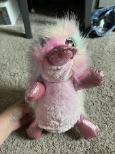 Fluffy Tie Dye Platypus Stuffed Animal With Glittery Feet And Beak