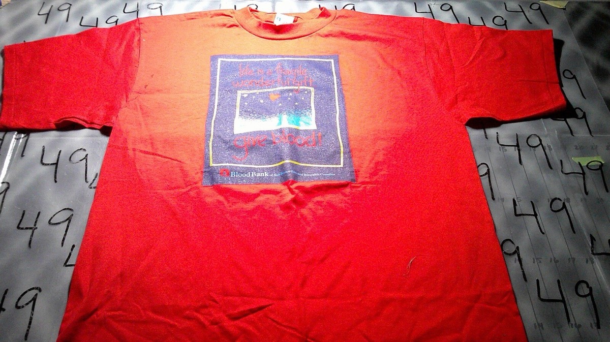 XL NWOT Vntg Life Is Fragile Give Blood 1989 Blood Bank Shirt | eBay