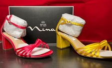 NEW Nina Nidiah Satin Block Heel Sandals Choose Color  Size