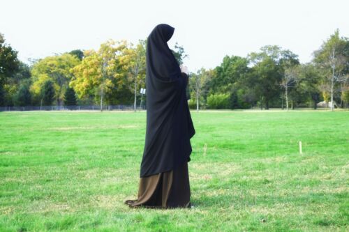 Soprabito Khimar senza maniche lungo in lana traspirante pesca alta qualità Jilbab - Foto 11 di 15