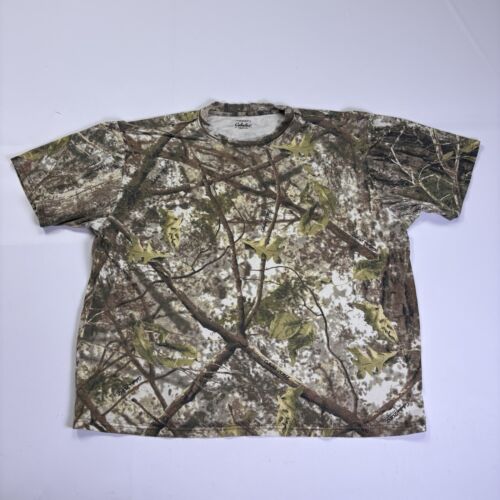 Cabelas Adult XL Zonz Woodland Short Sleeve Camo Shirt Boxy 23x25 Cyber Outdoor
