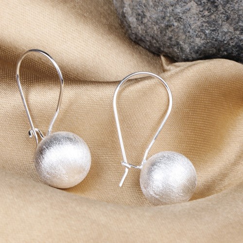 Luxury 925 Solid Sterling Silver 14MM Dangle Drop Ball Earrings Women's Jewelry - Picture 2 of 6