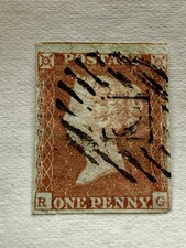 Gran Bretagna 1841-54 Penny Imperforato Rosso Regina Vittoria Usato