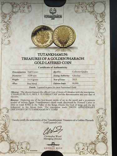 Tutankhamun: Treasures Of A Golden Pharaoh. Gold Layered Coin. 2023. - Picture 5 of 13