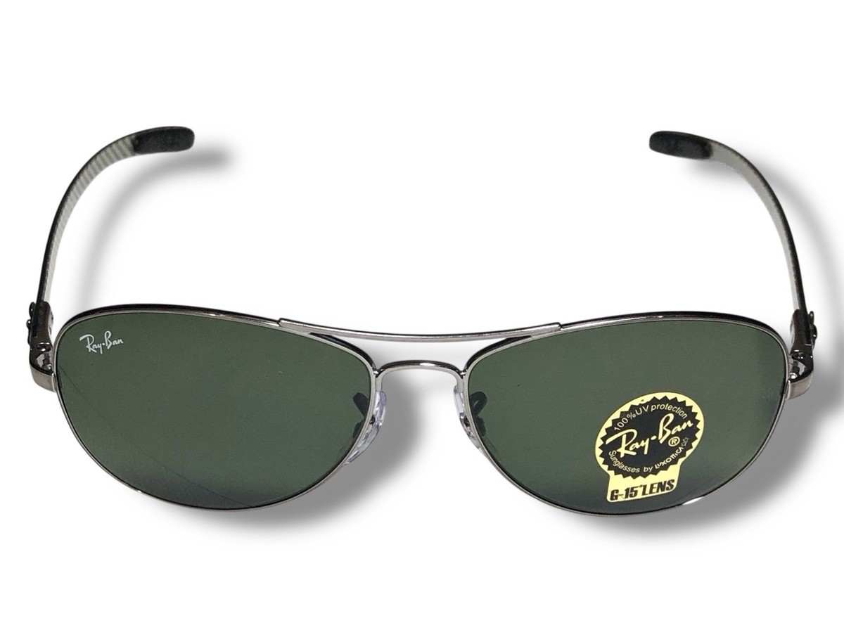 Ray Ban RB8301 Carbon Fiber Gunmetal G15 Green Glass Sunglasses 59