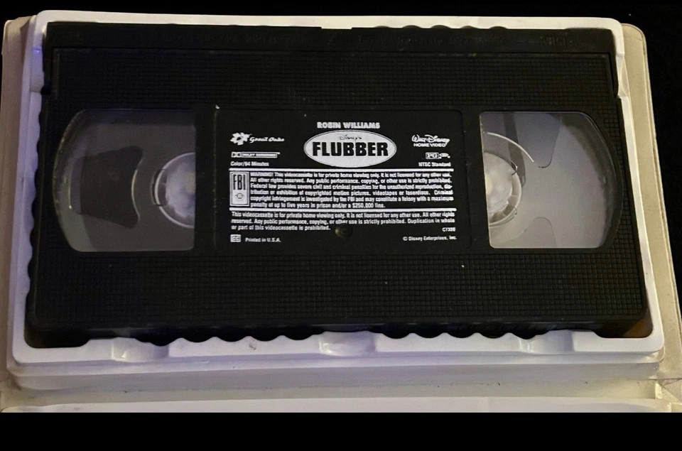 Vintage Disney's 1998 FLUBBER with ROBIN WILLIAMS VHS Tape in Clamshell Case Foto 3 de 3