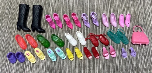 Vintage Lot of 18 Pairs of Barbie Shoes Heels Boots Purse Accessories
