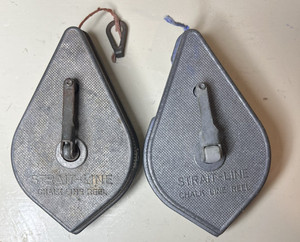 2 Vintage Strait-Line Chalk Line plumb bobs, 1 Irwin Auger, 1 American Tool