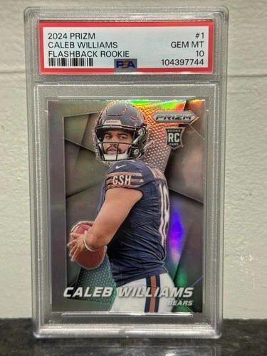CALEB WILLIAMS 2024 PANINI PRIZM FLASHBACK SILVER RC #1 ROOKIE PSA 10