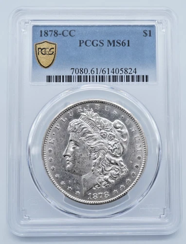 1878-CC Morgan Silver Dollar PCGS MS61 Gold Shield Label - T188