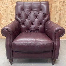 Violino Burgundy Leather Armchair, Button Back Club Chair,  Chesterfield Classic
