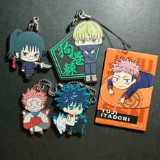 C1425 Set of 5 Jujutsu Kaisen Rubber Keychain 3.3" Bandai Japan