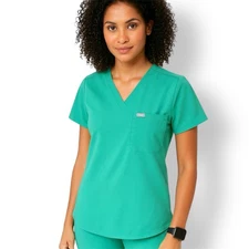 FIGS XXS Green Technical Collection Stretch Scrub Top Medical Work Uniform