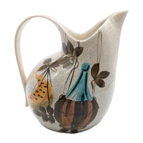 Vtg 50s-60s Red Wing Tampico Pitcher Hand Painted Melons Speckled 32 oz