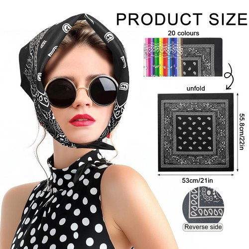 240 Pcs Bandanas For Men Women Colored Paisley Print Vintage Hair Bandanas Bu... - Picture 2 of 7