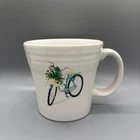 Fiesta Vintage Blue Bicycle With Flowers Tapered Mug | Fiestaware Coffee Cup